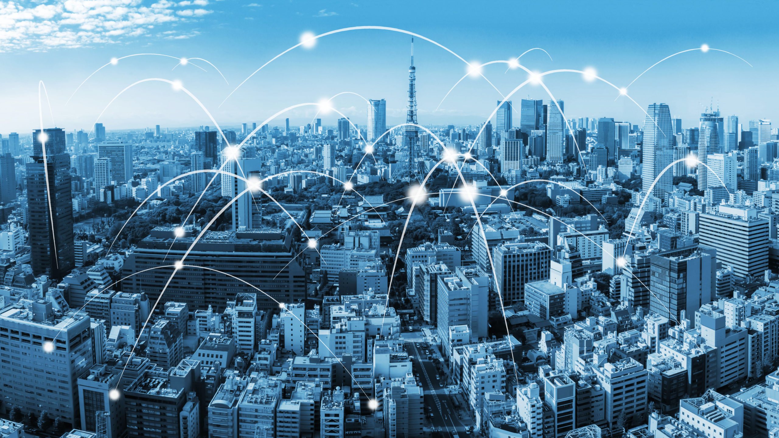 Nodes in a city's network.
