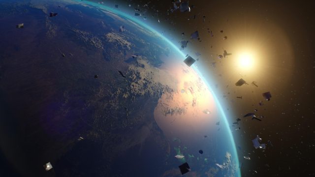 Earth sun space debris