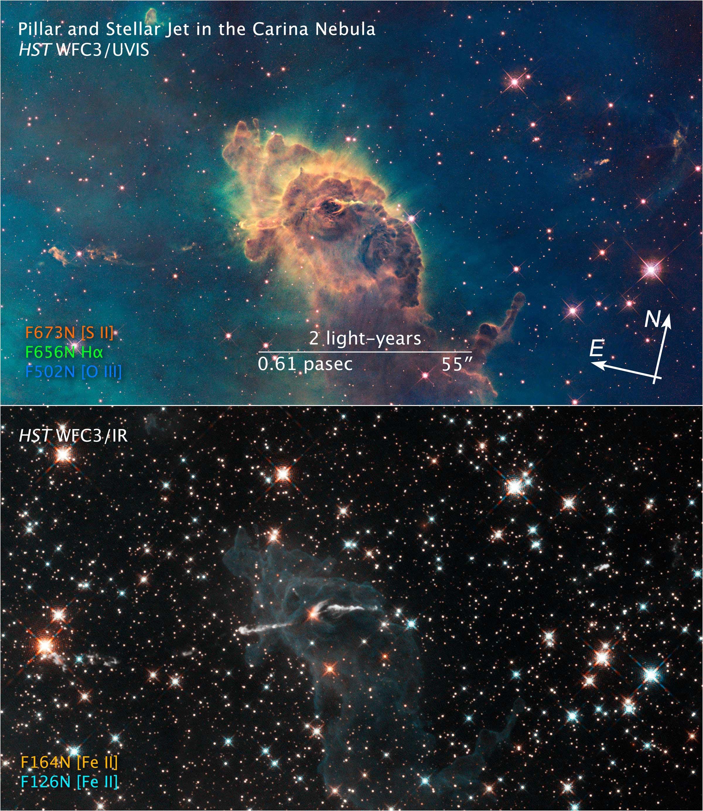 carina nebula visible infrared hubble