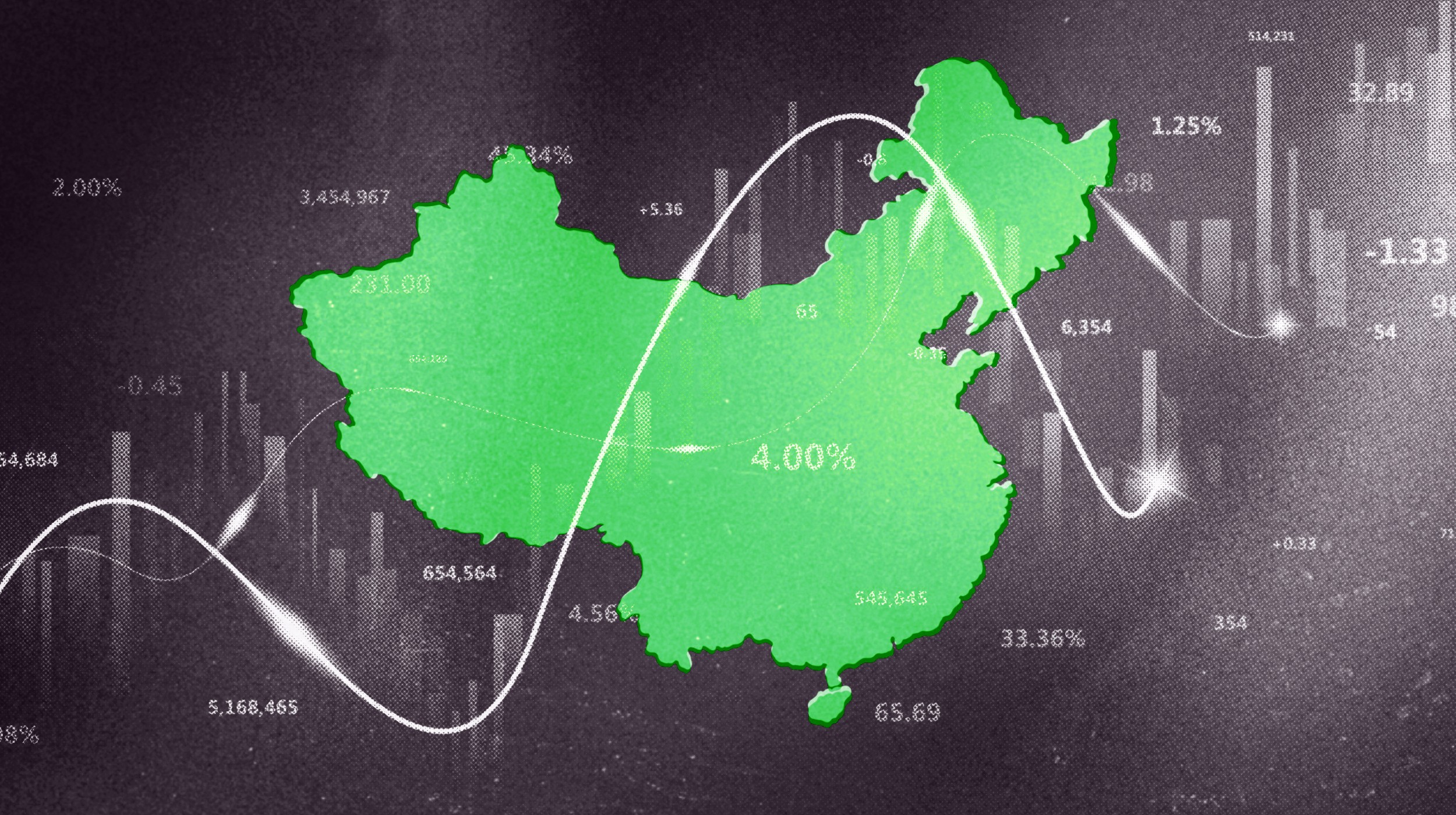 a green map of china on a black background.