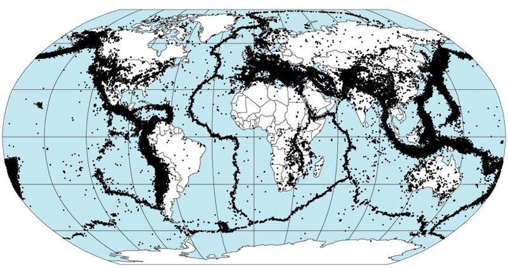 Earthquake map of the world