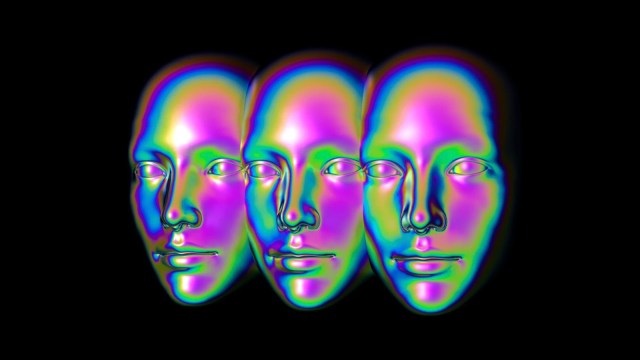 a group of people's faces with different colors.
