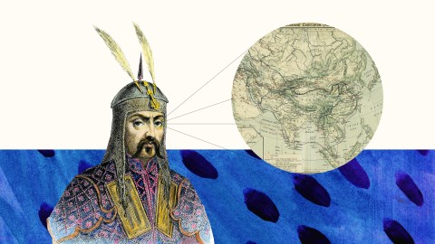 a drawing of a man wearing a helmet with a map in the background.