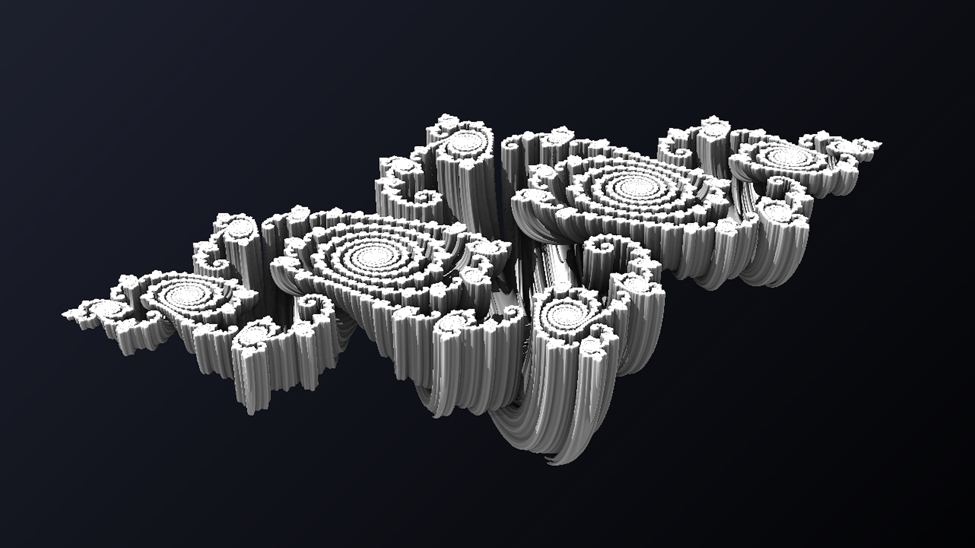 a group of white objects sitting on top of a black surface.