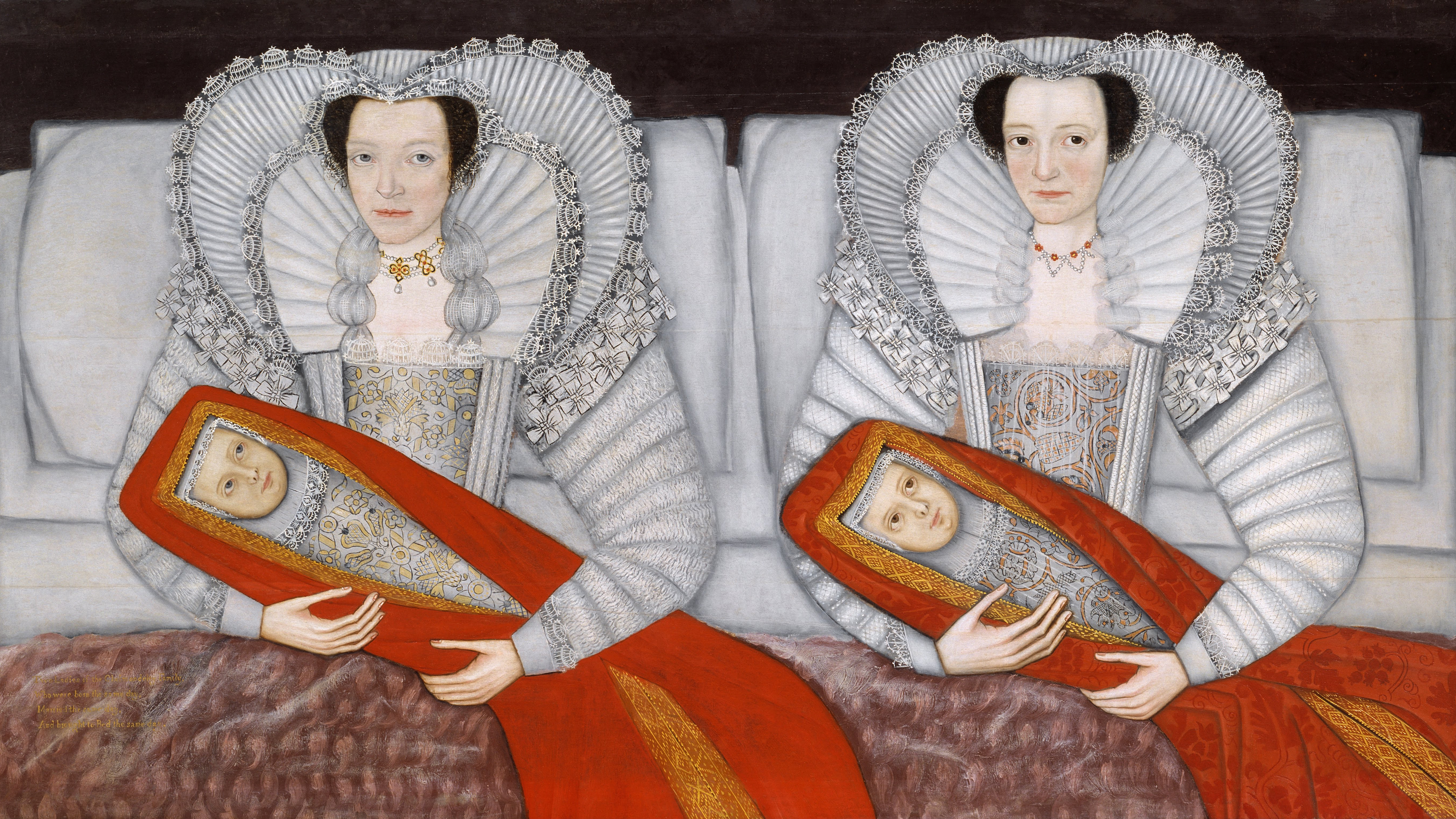 a painting of two women sitting next to each other.