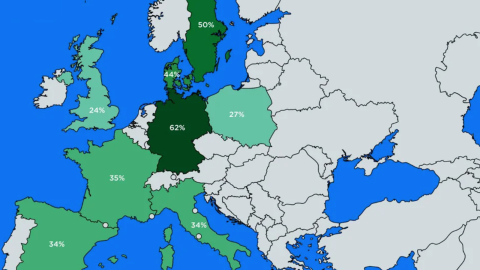 a map showing the percentage of men in europe who pee sitting down