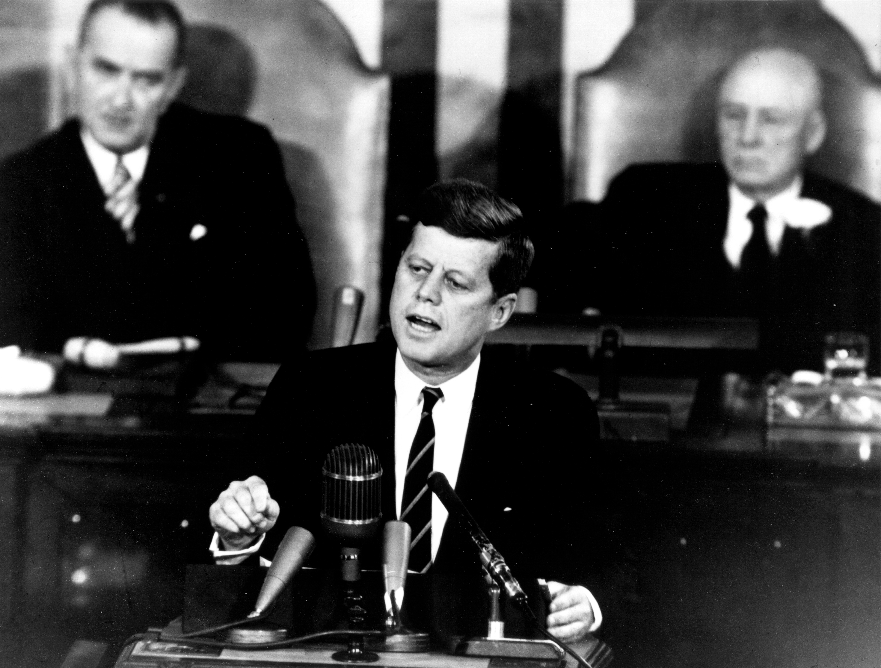 President John F Kennedy speaking to Congress.