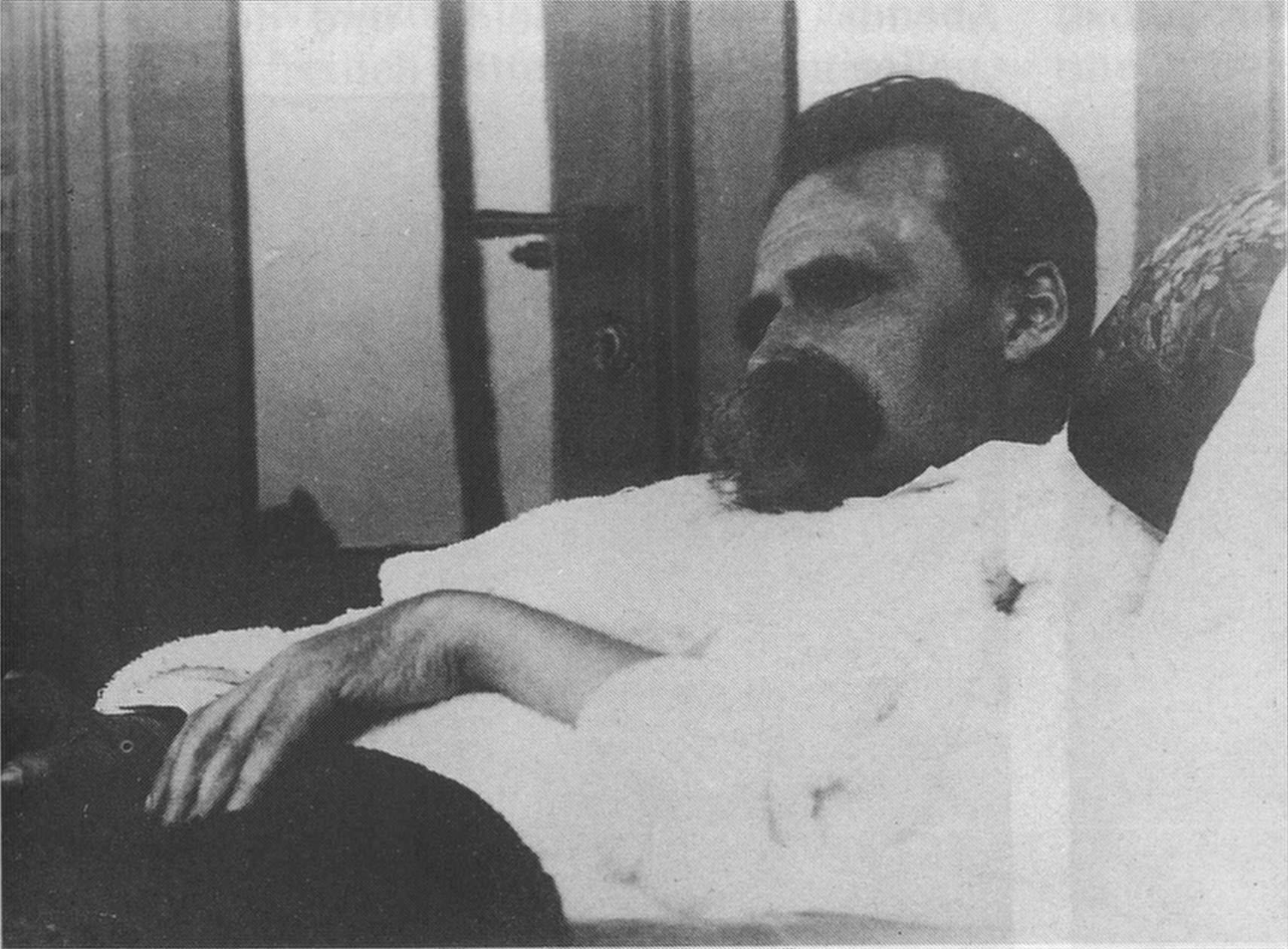 A black-and-white photo of Friedrich Nietzsche.