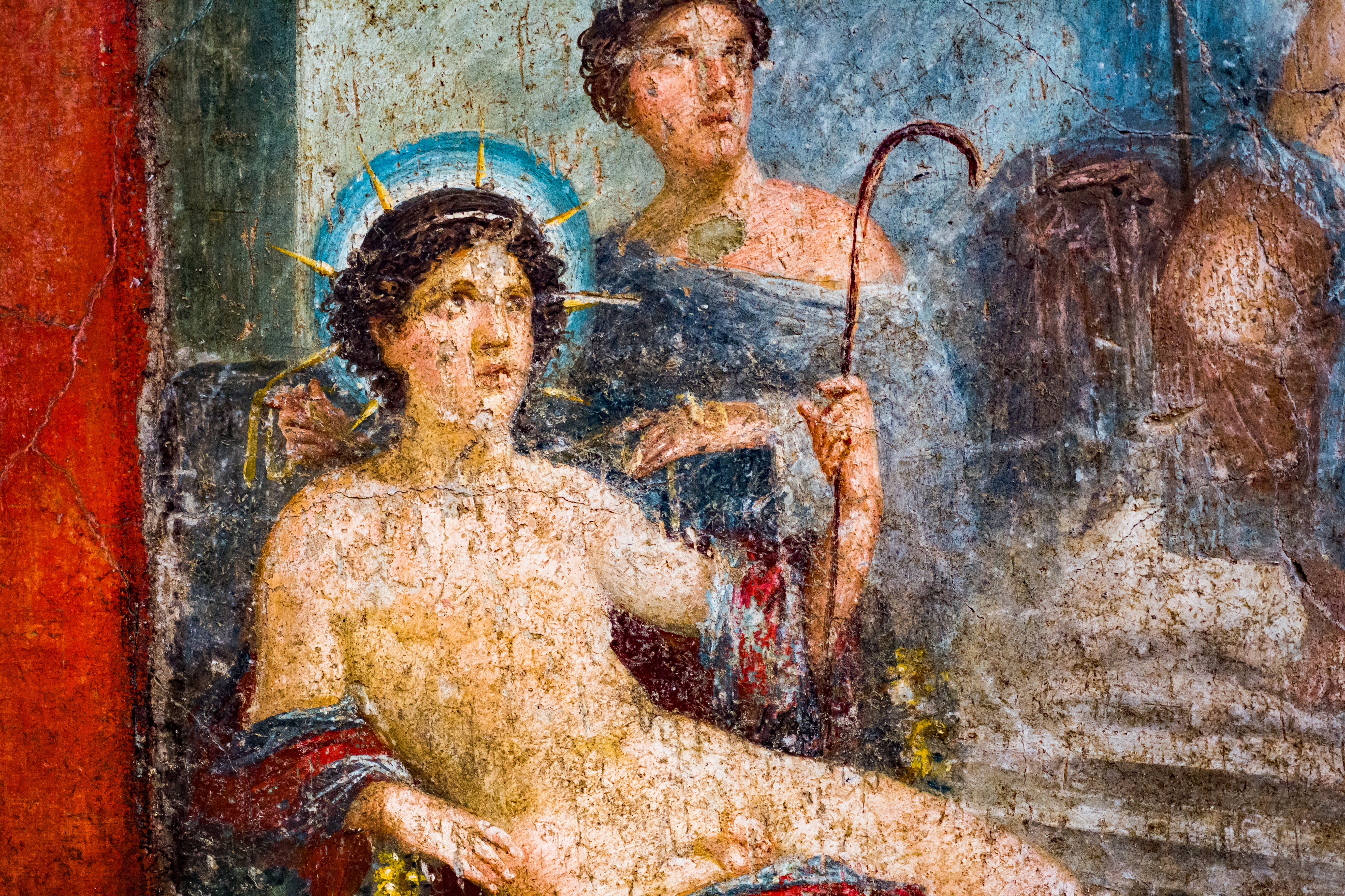 A wall mural featuring Dionysos with Helios and Aphrodite.