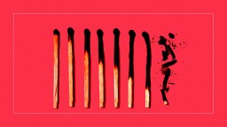 a group of five matches on a pink background.