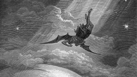 a man riding on the back of a flying dragon.