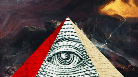 a painting of a triangle with an eye in it.