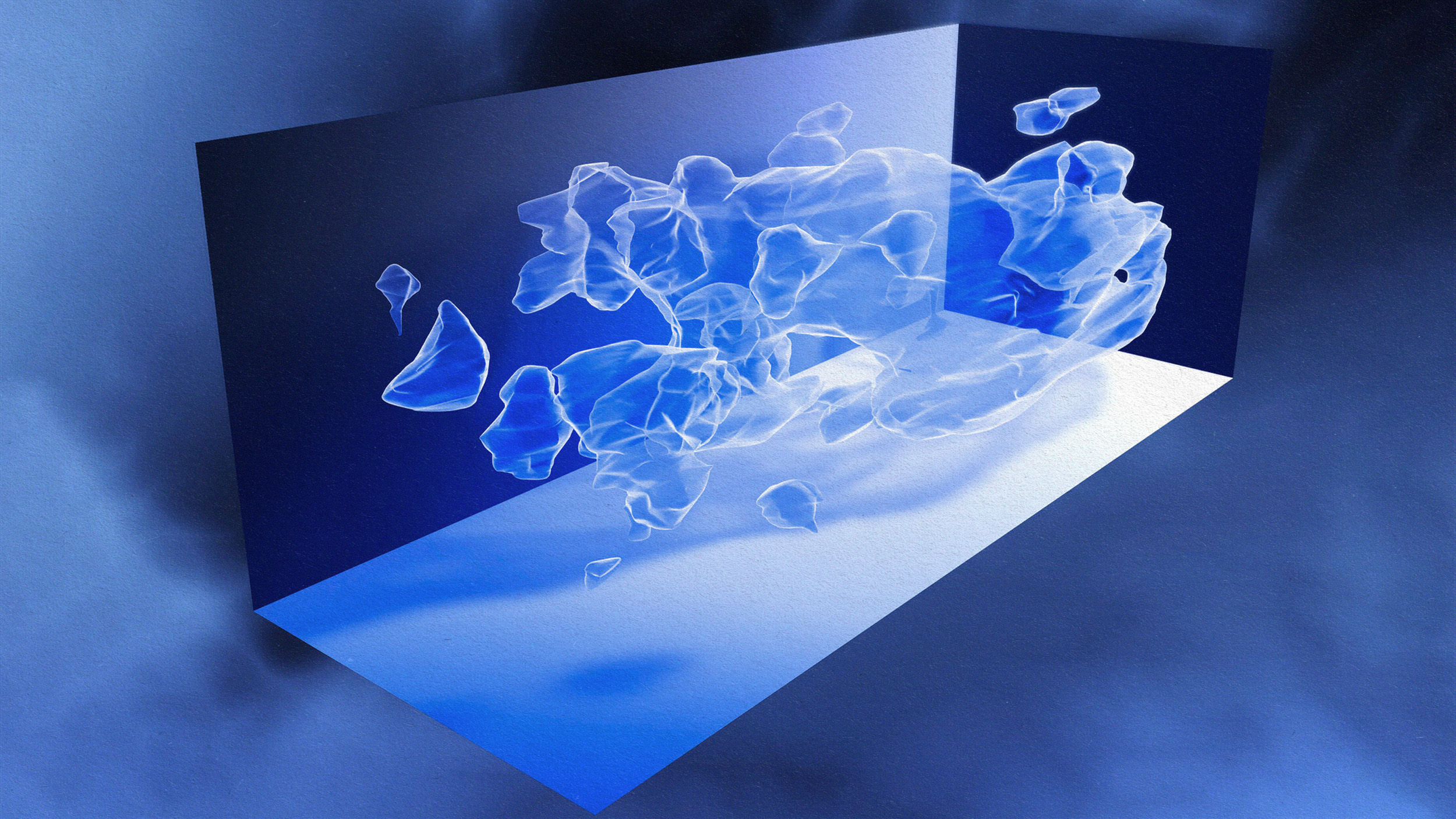 An image of a blue object in a blue box depicting axions.