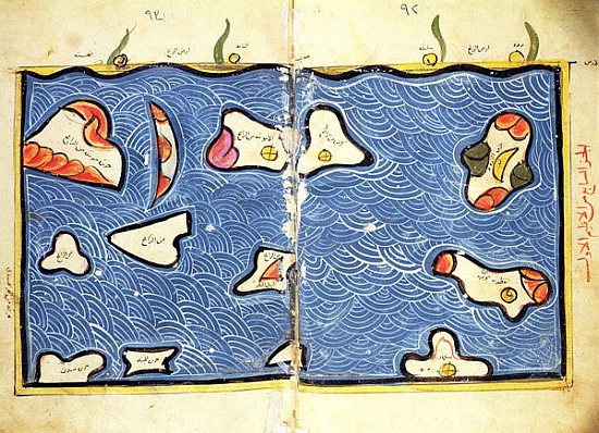 An open book with a map of the sea.