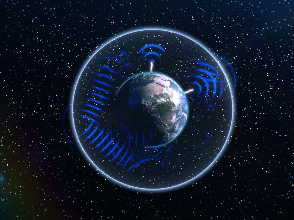 An image of the earth resonating in space.