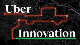 The words uber innovation on a black background.
