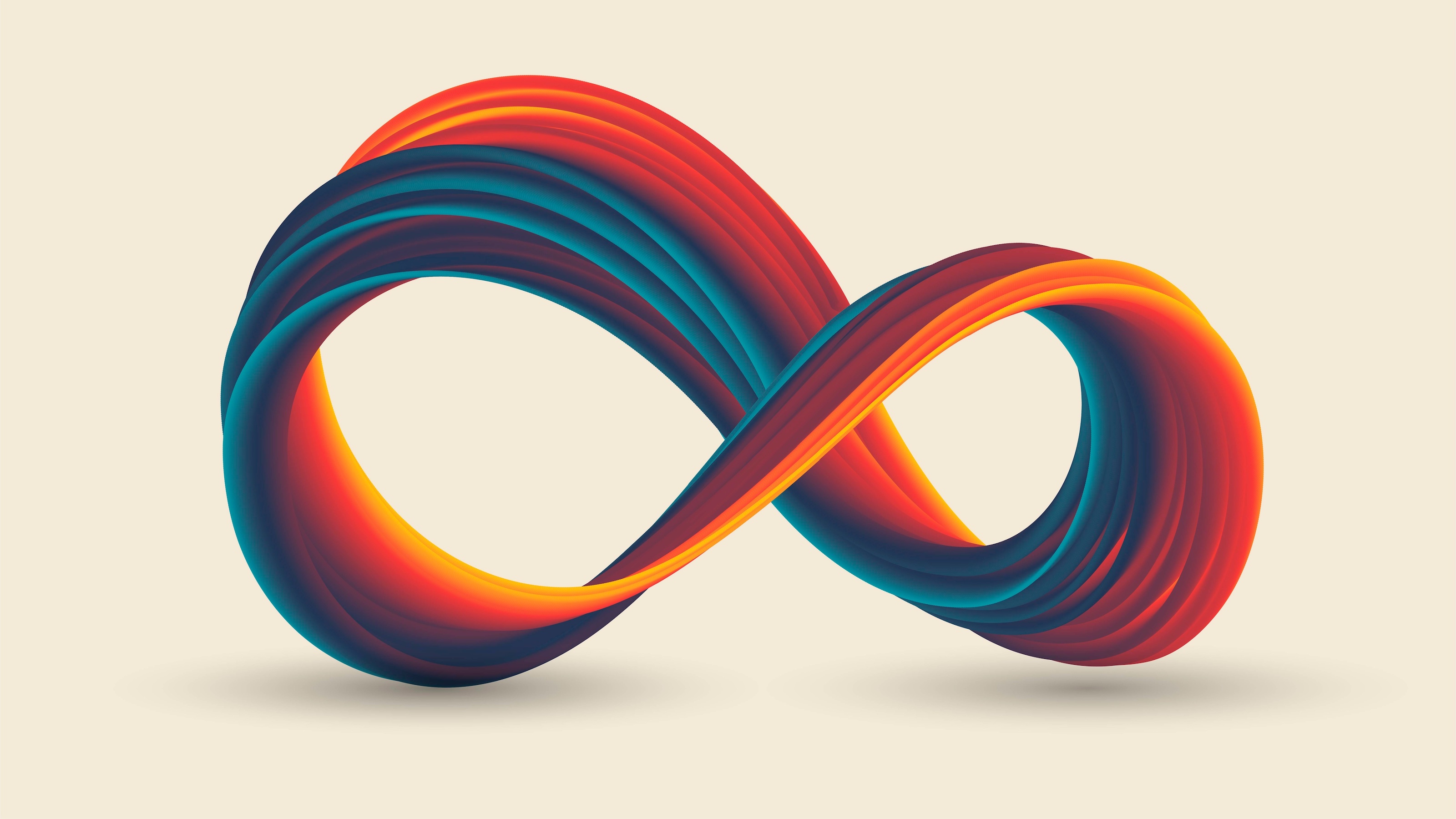 An infinity symbol with colorful swirls on a joyful background.