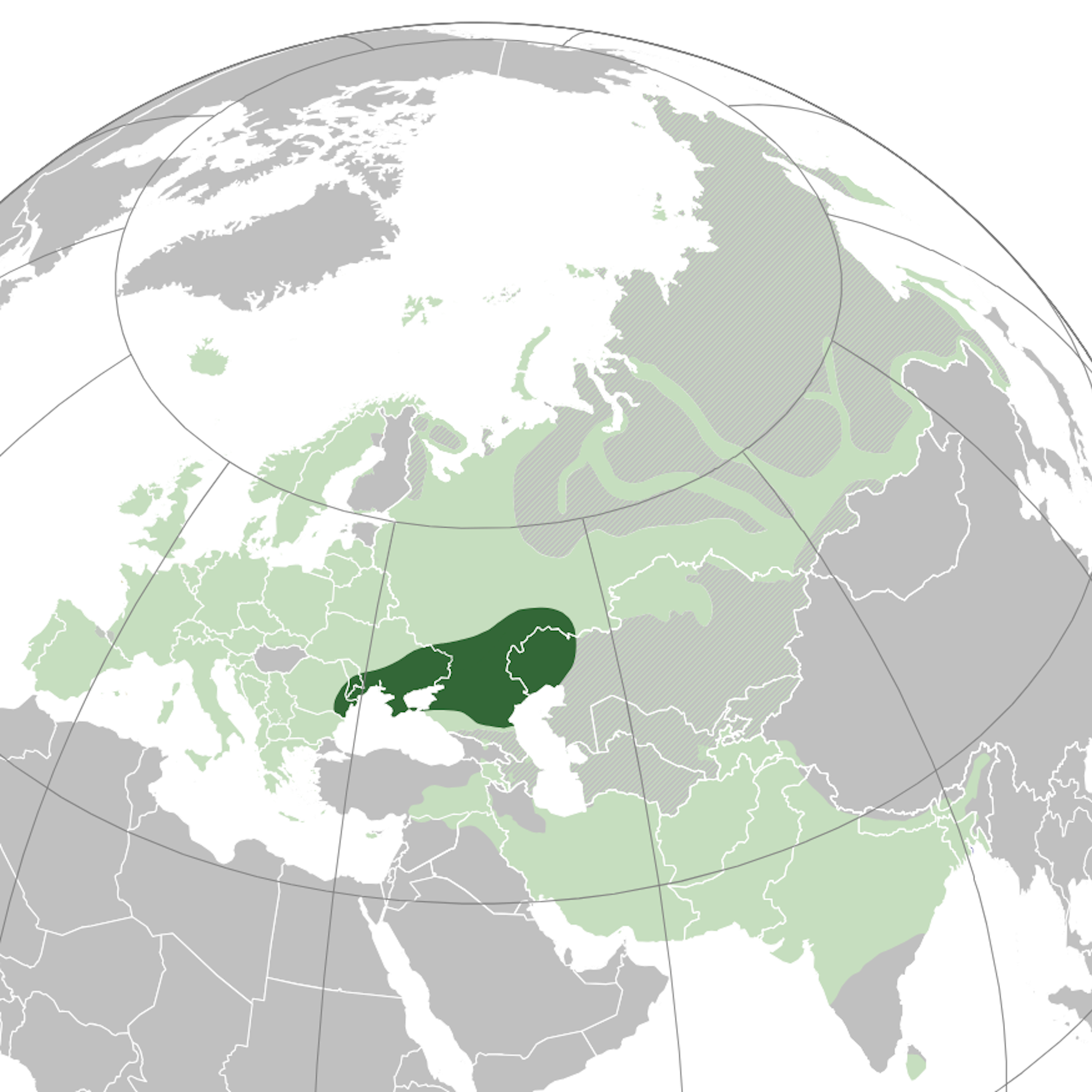 A map of europe with a green area in the middle.