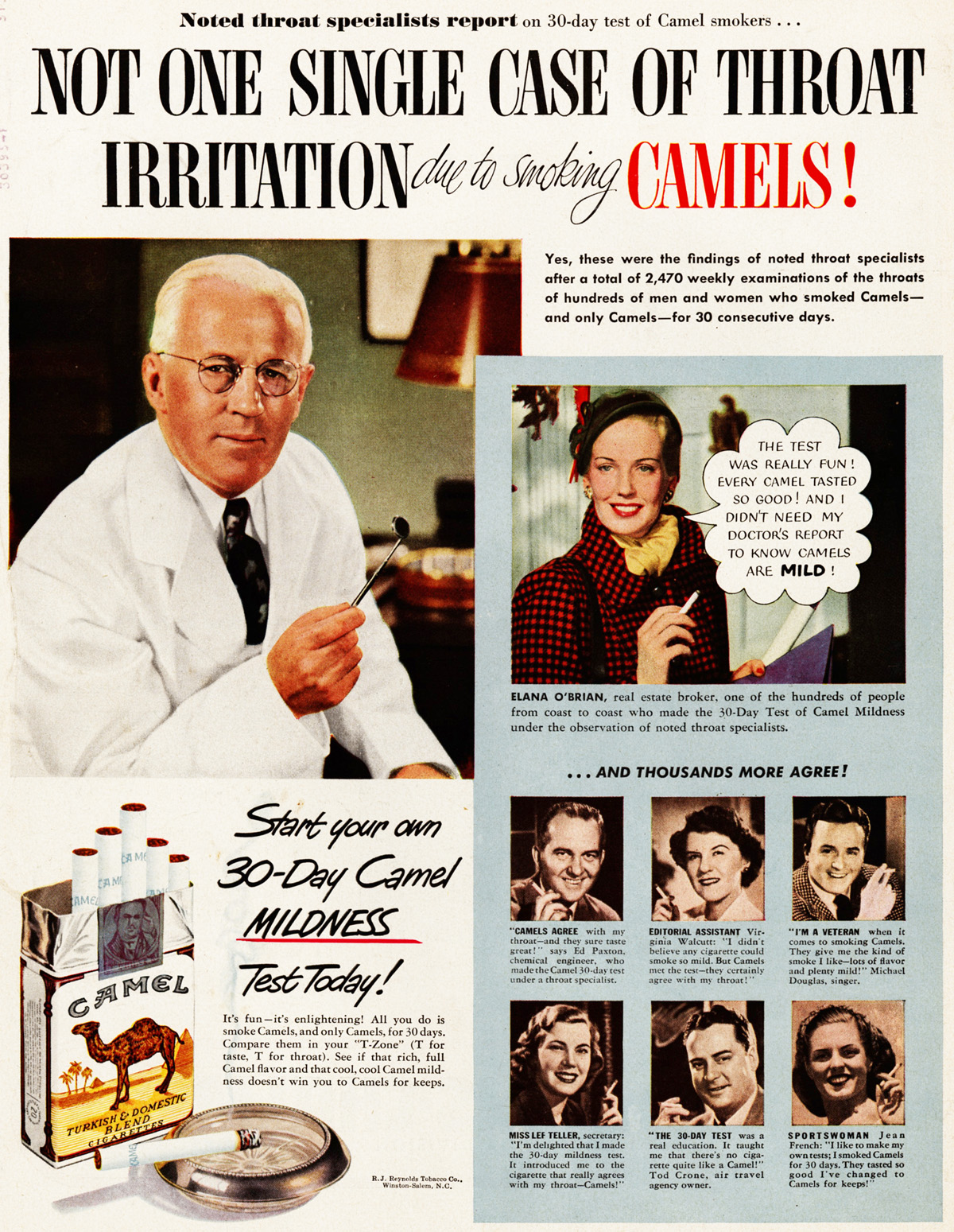 An old advertisement for cigarettes.