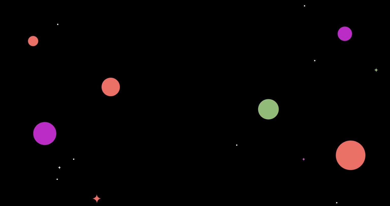 A group of colorful circles on a black background.