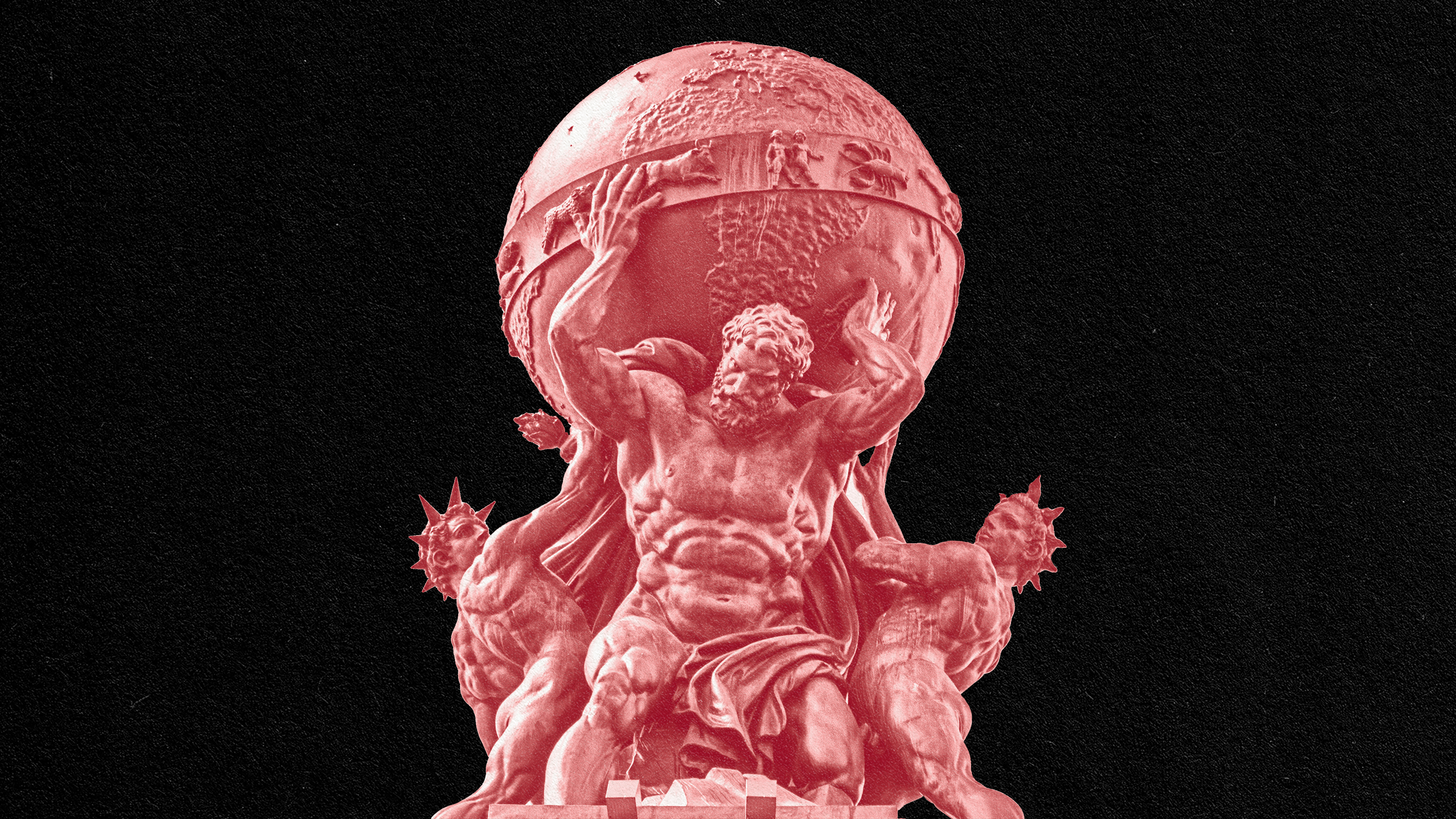 An image of a pain-free red statue on top of a black background.