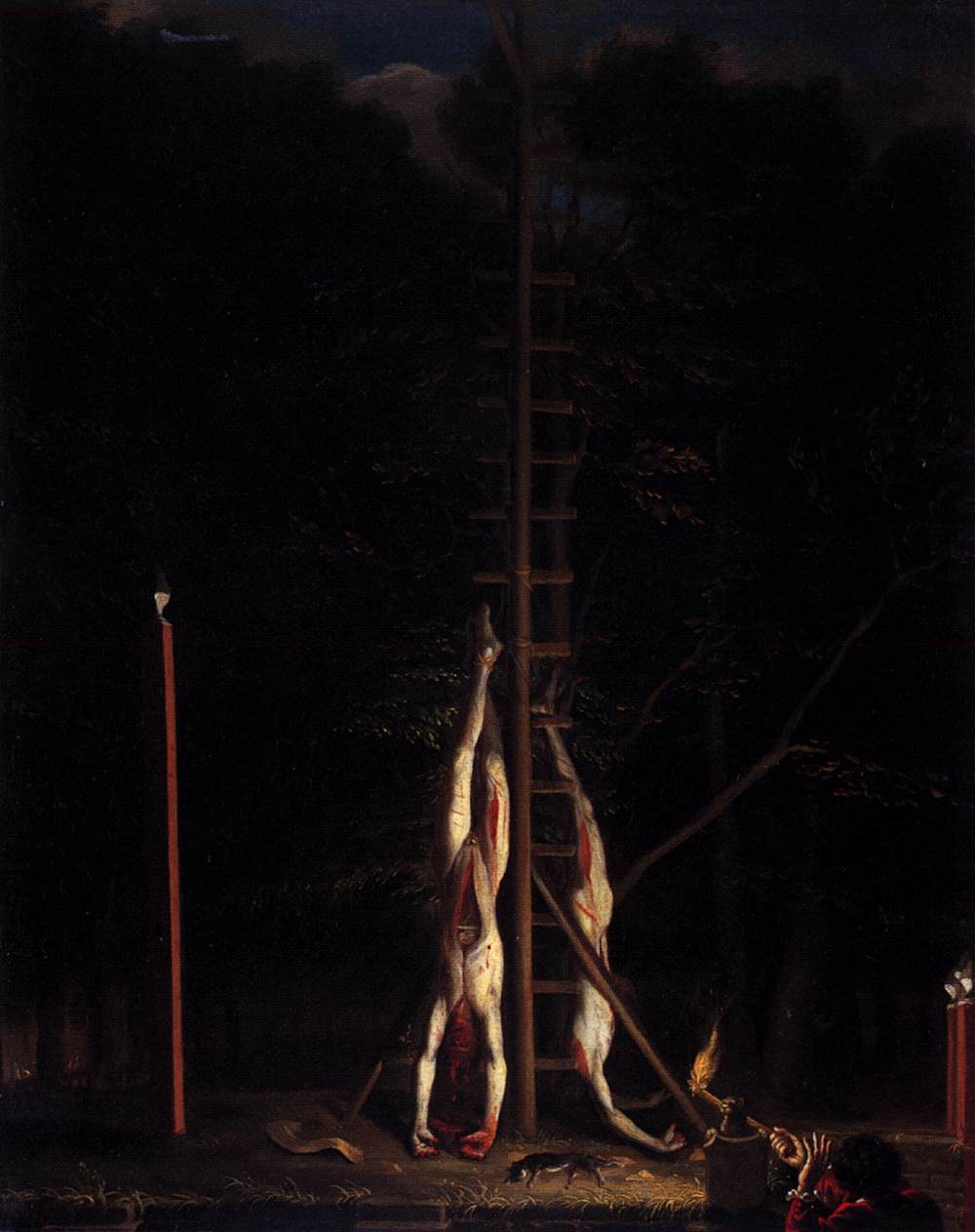 A famous painting depicting two men hanging from a ladder.