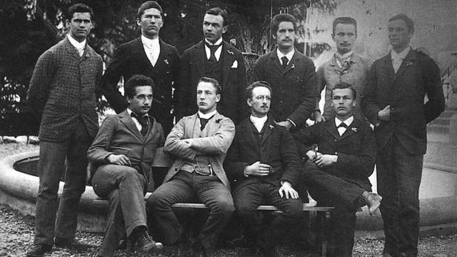 Einstein with his class of students in 1896