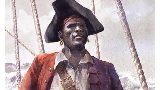 A painting of Black Caesar on a ship.