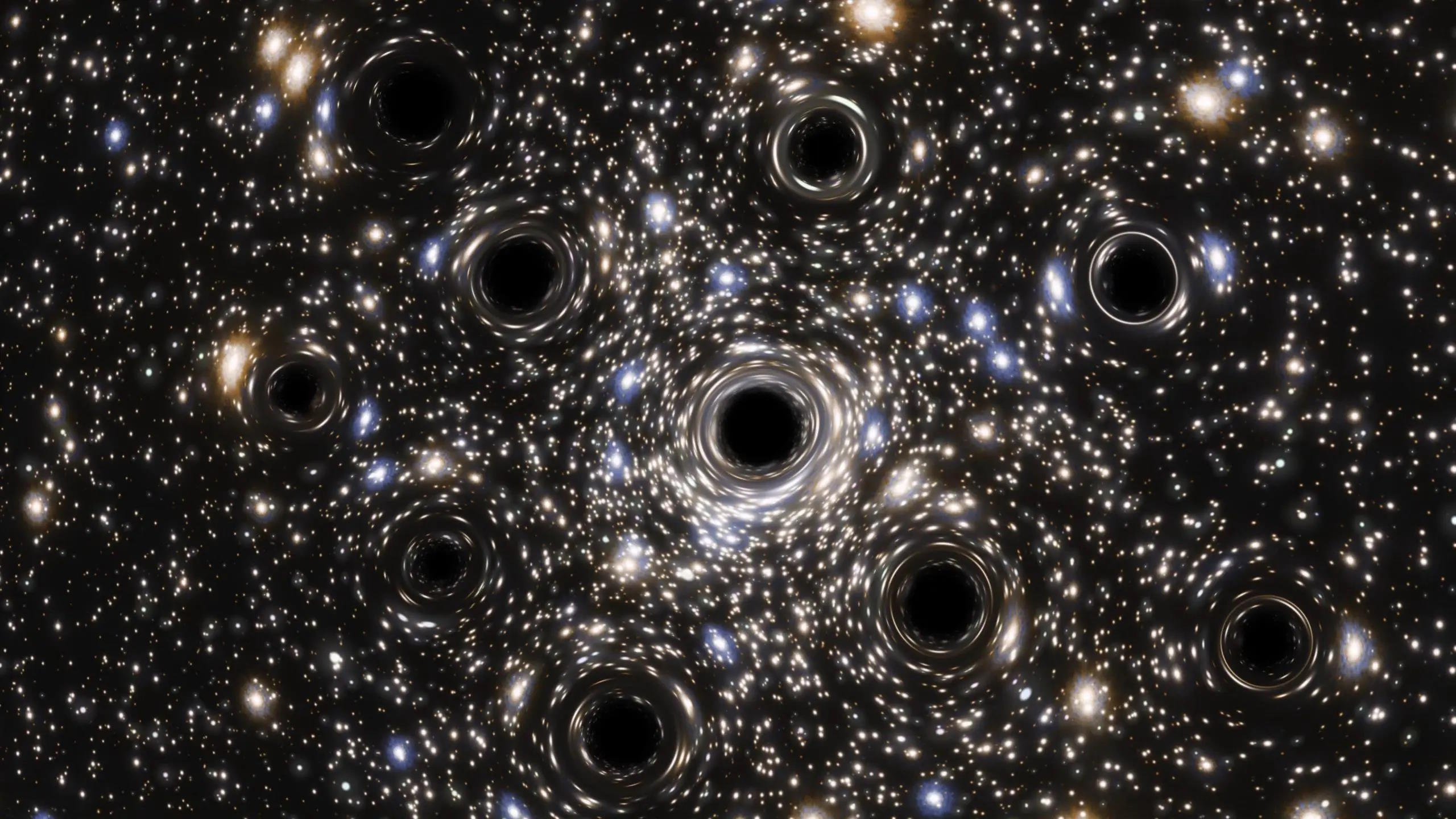 A cluster of black holes in space.