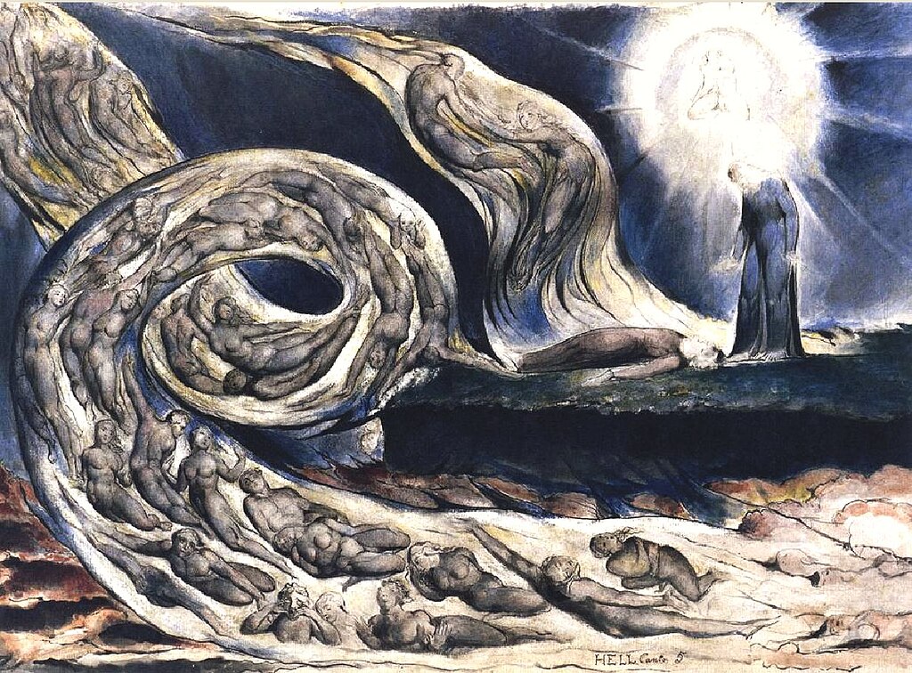 William blake's painting of the devil and angel.
