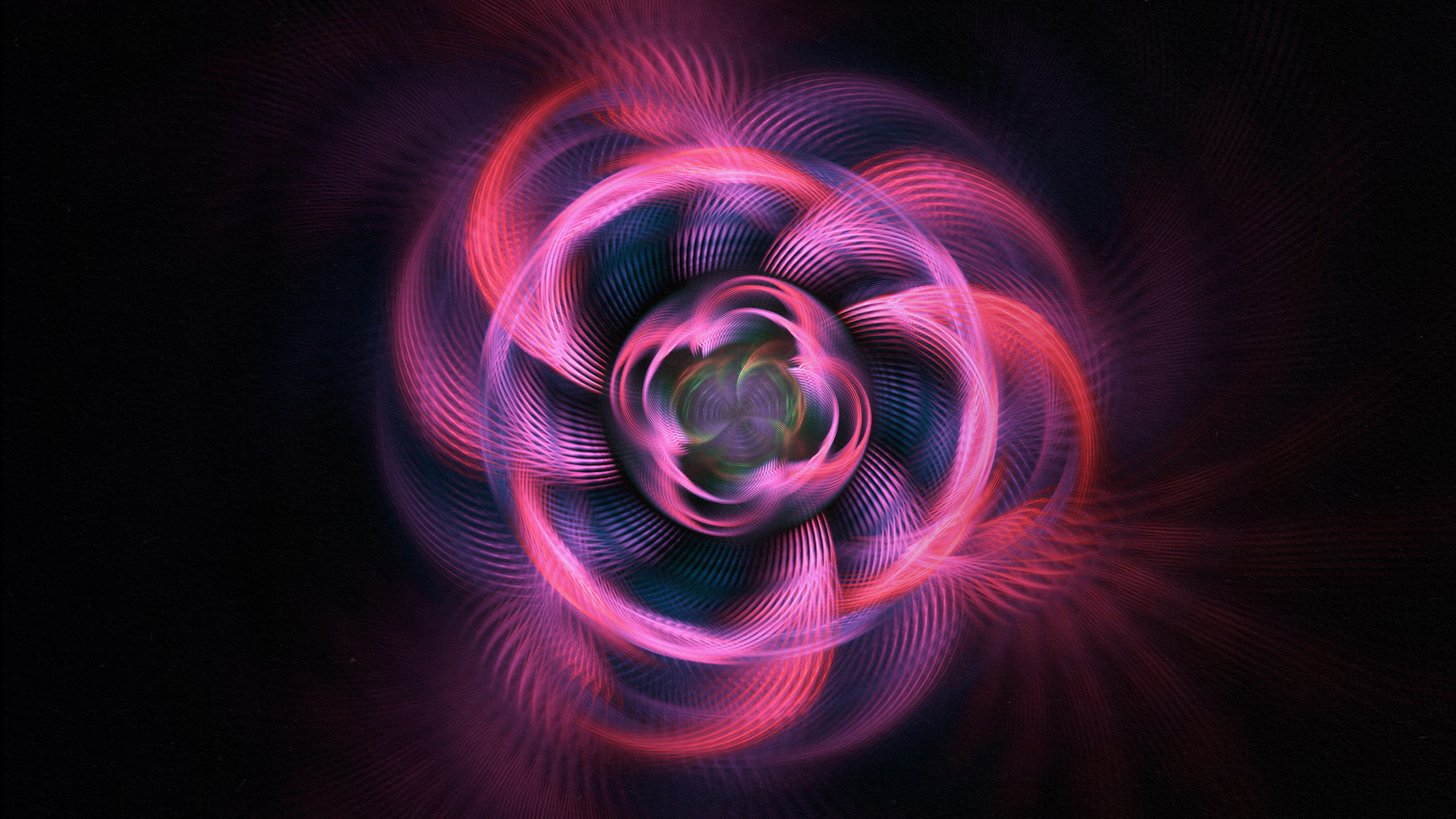 An image of a pink spiral on a black background depicting uncertainty.