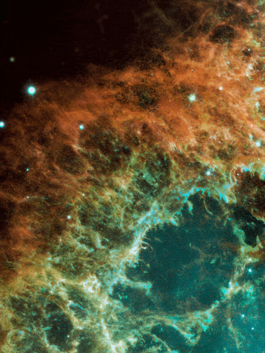 crab nebula outskirts hubble jwst