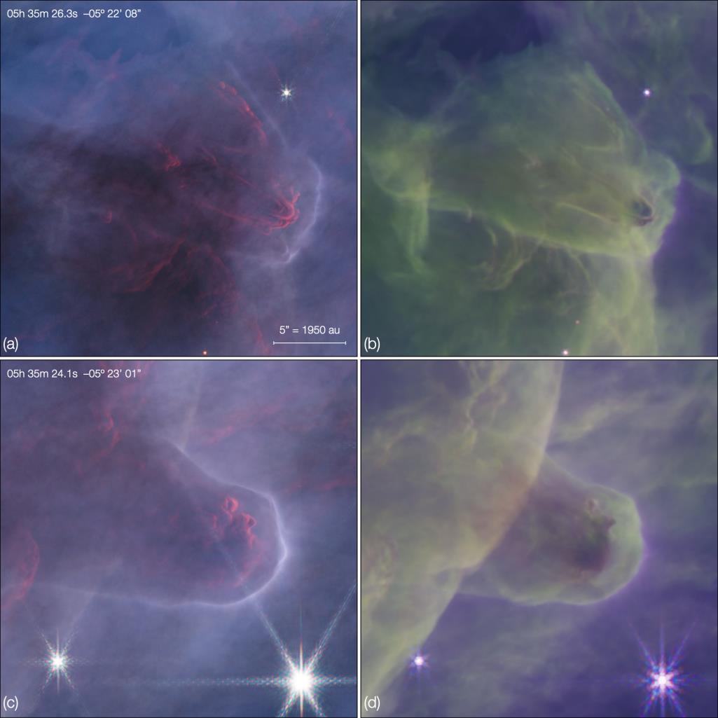 trapezium pillars orion nebula jwst
