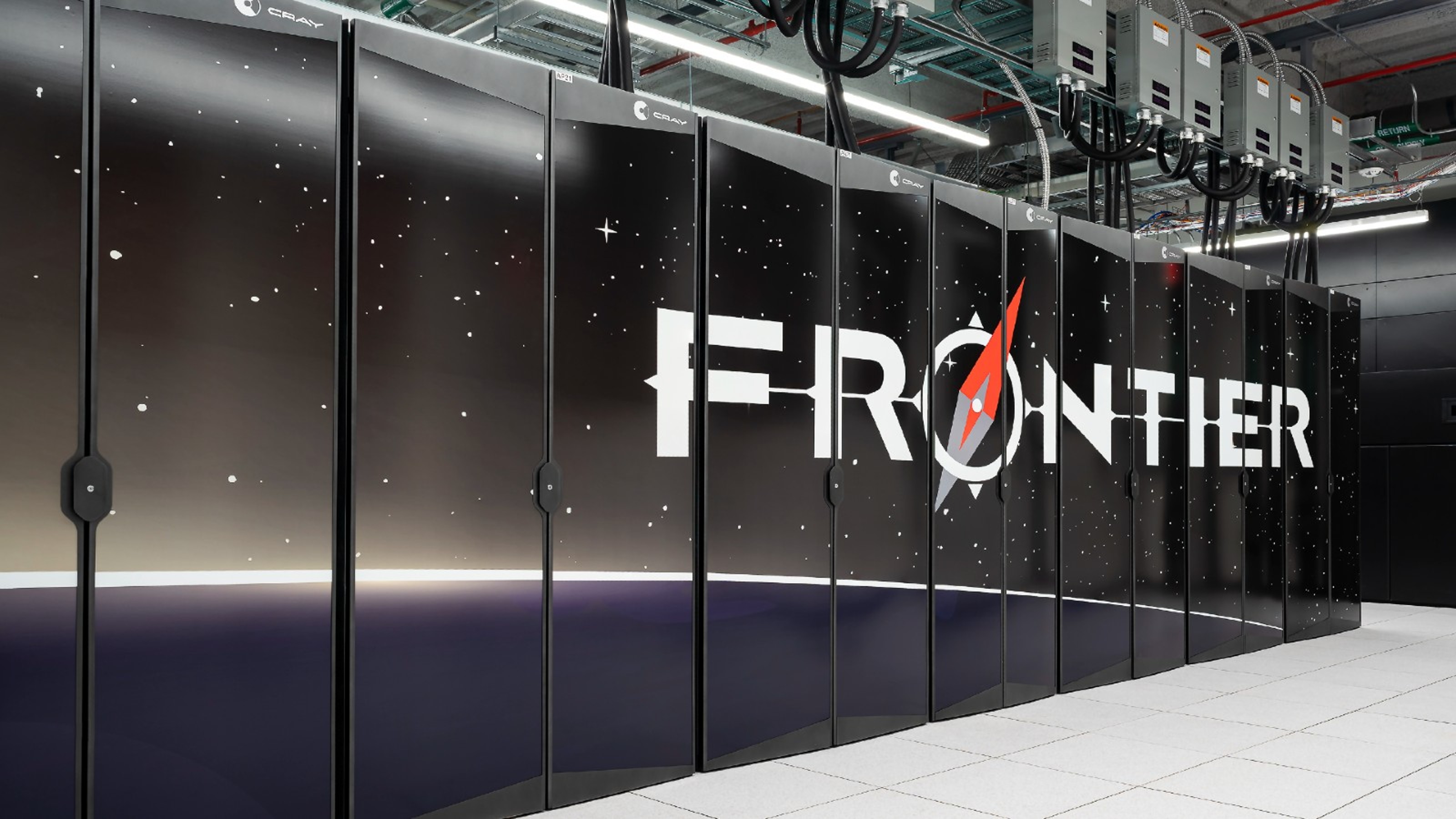 A server room with the word frontier on it.