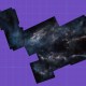 Digital artwork of celestial nebula texture applied to a tessellated shape on a purple grid background, where no stars existed.