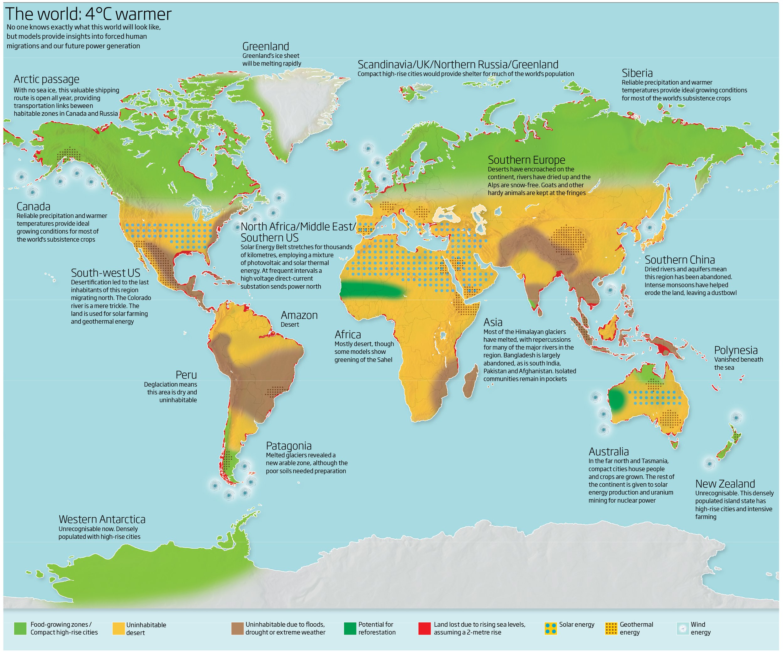 A map of the world with different types of climates.