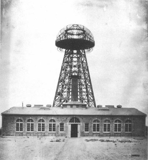 Wardenclyffe tower with a round tower.