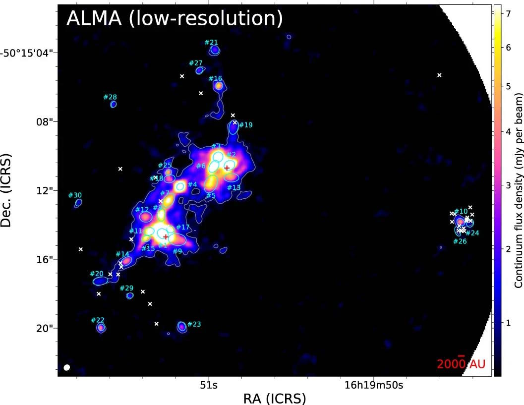 Alma low resolution captures star birth.