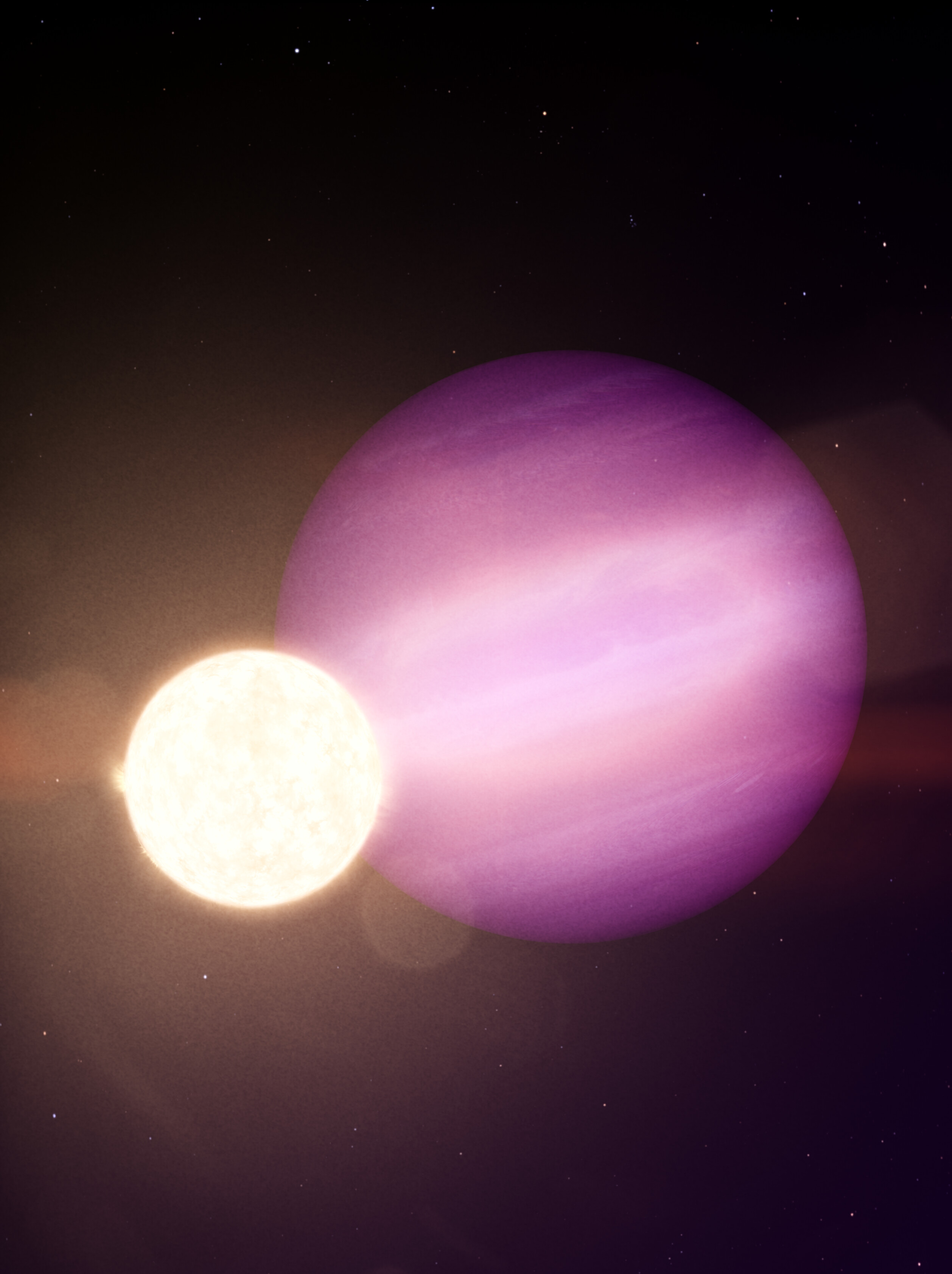 An artist's impression of two stars in space, representing the fate of a dying sun.