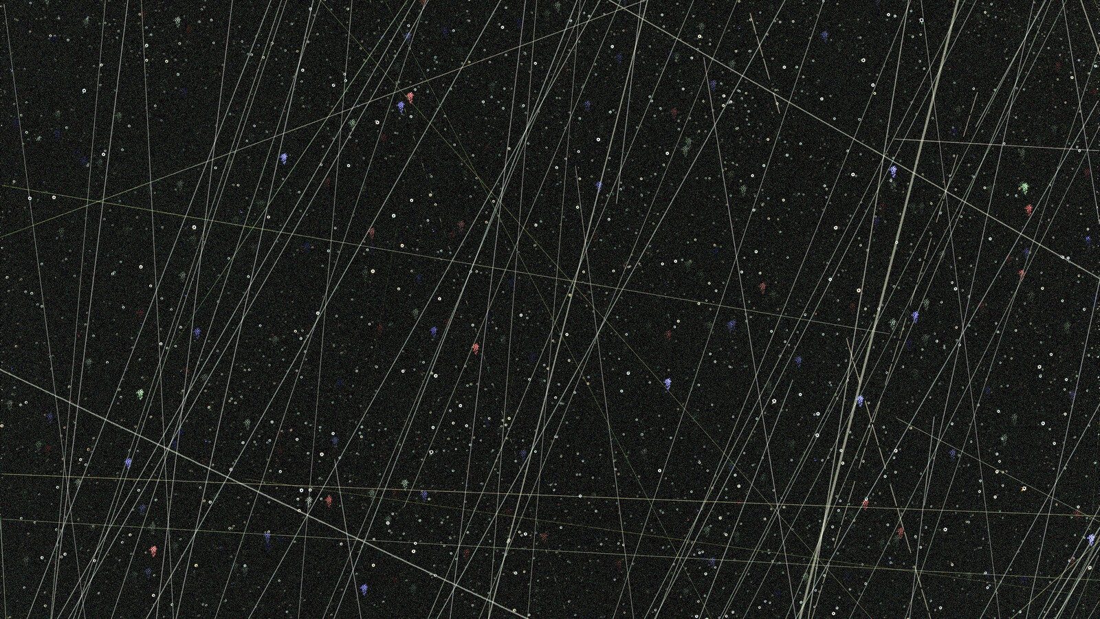 An image of a starry sky with numerous lines, depicting the concept of space pollution.