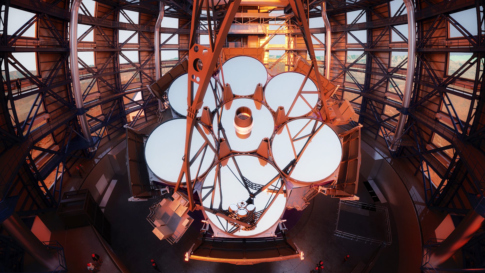 An image of the future of US astronomy with a large telescope inside a building.