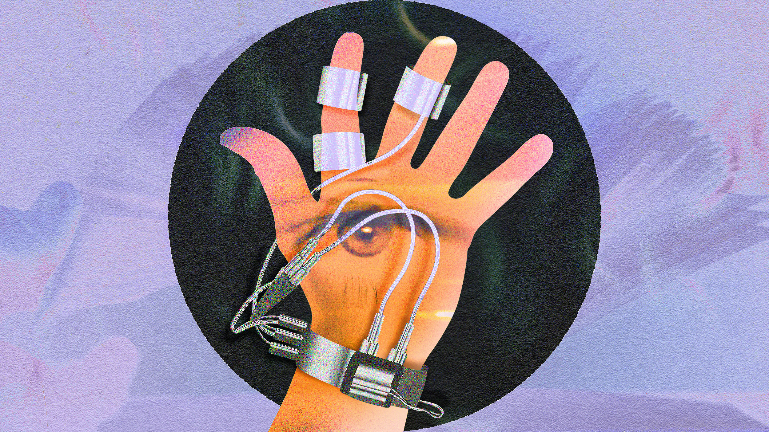 An illustration of a hand with mechanical fingers and wires, symbolizing the inception of dreams in the integration of technology with the human body.