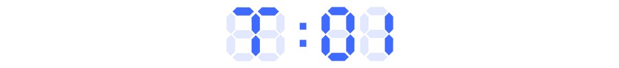 A digital clock display shows the time 8:08.