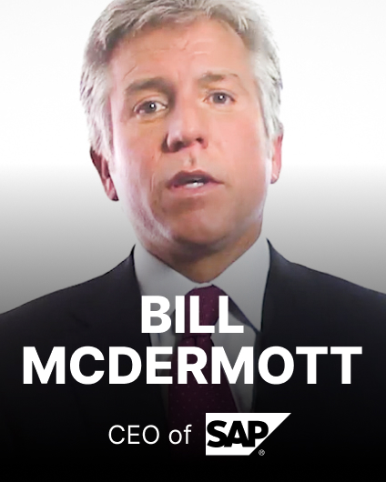 A man in a suit and tie with gray hair is pictured above the text "Bill McDermott, CEO of SAP.