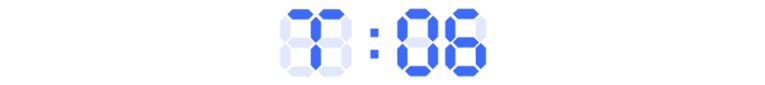 A digital clock display shows the time 8:88 in blue digits.