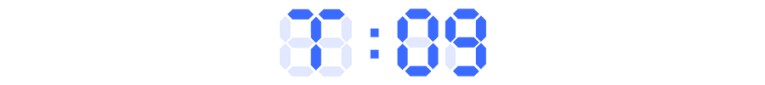 Digital clock displaying 8:08 in blue digits.