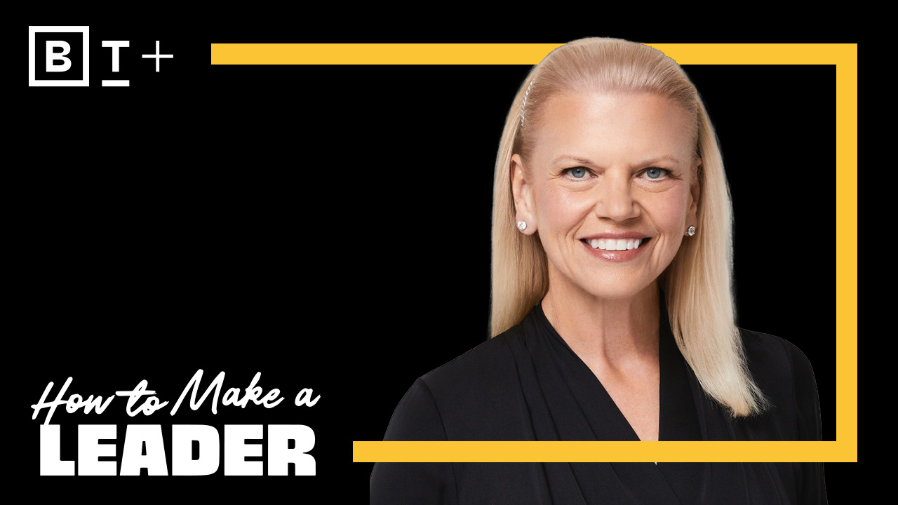 A woman with blonde hair wearing a black top smiles at the camera. The image includes text: "How to Make a Leader" and a logo with "B T +".