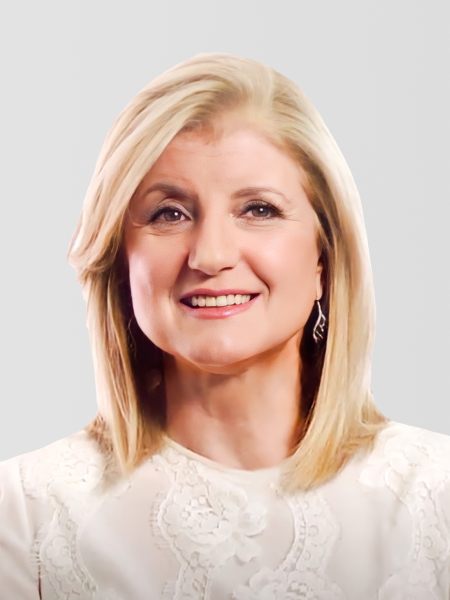 Arianna Huffington wearing a white lace top.