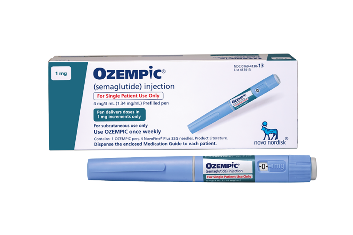 Box and pen-style injector of Ozempic (semaglutide) for subcutaneous use, marked for single patient use only.